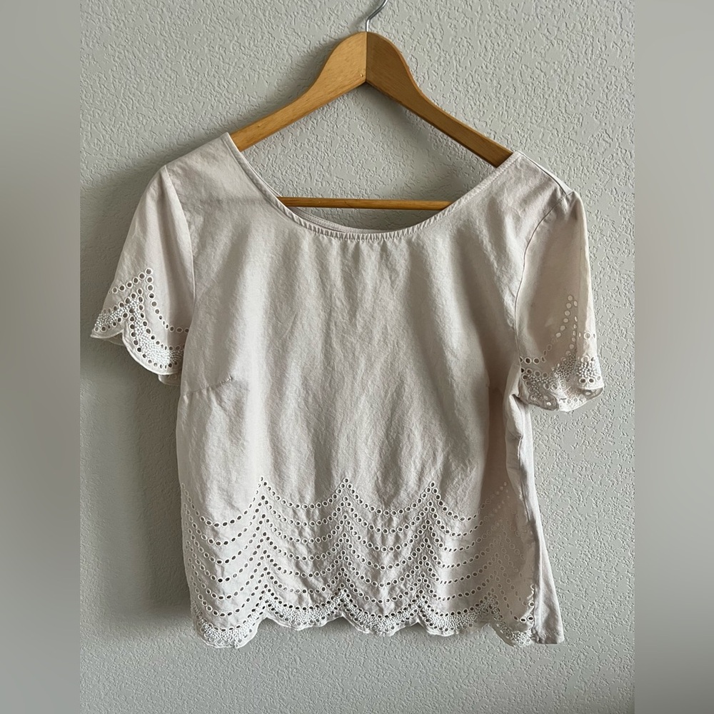 Anne Taylor Cream Eyelet Blouse- Size M